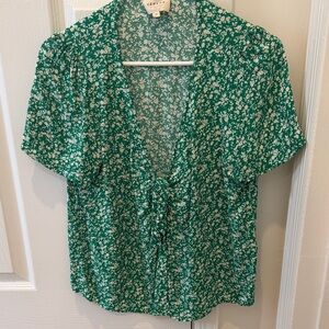 Sezane Green Floral Women Top